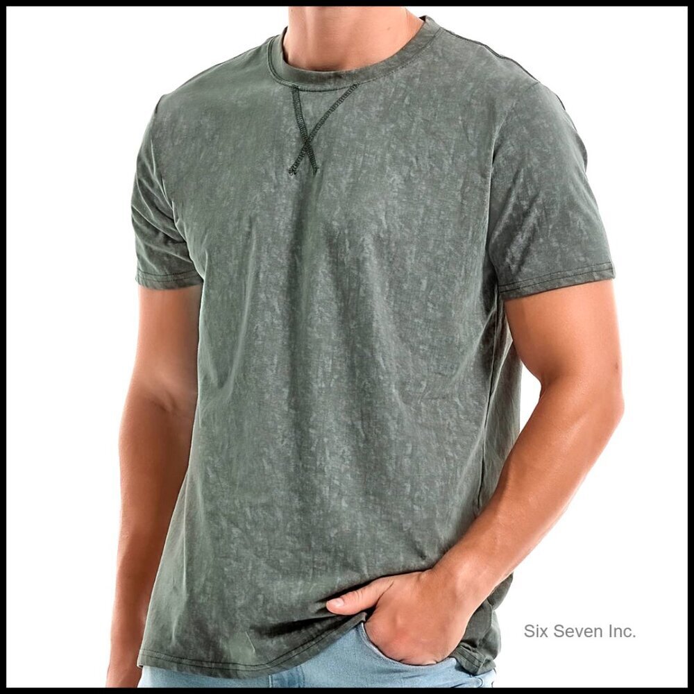 Premium Cotton Crew Neck Tee Classic Minimal Urban Vintage Effect Stretch Fit